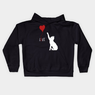 Cat with heart .valentine day Kids Hoodie